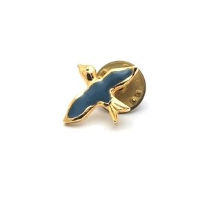 Petite Sparrow Lapel Pin Blue Gold Enamel